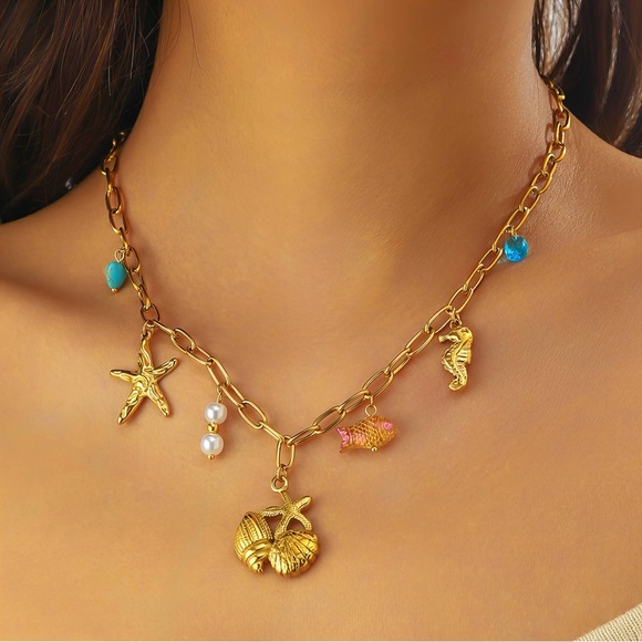 Anointed Beauty Boutique Jewelry - Elegant Gold Sea Charm Necklace